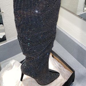 Thigh high bling boots